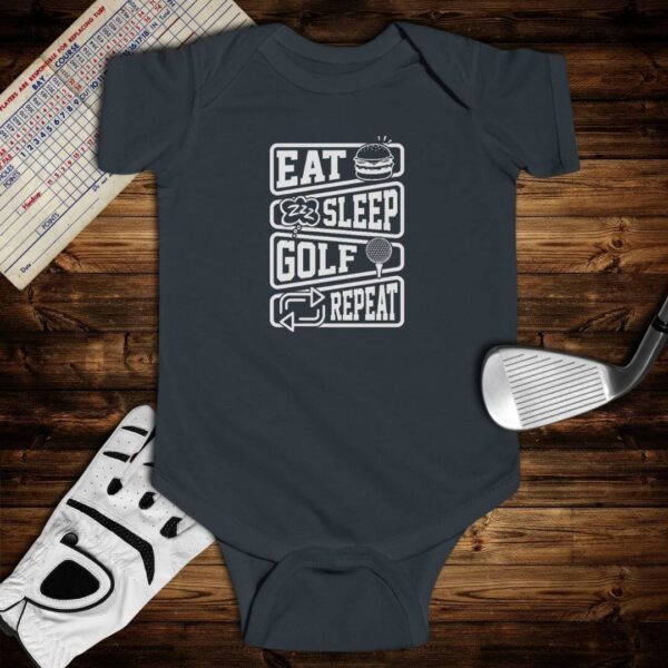 Eat Sleep Golf Repeat Baby Bodysuit