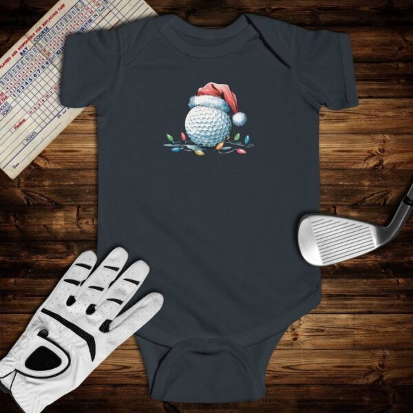 Santa Hat & Christmas Lights Golf Ball Baby Bodysuit