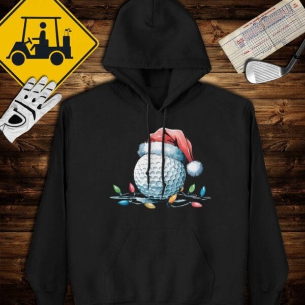 Santa Hat & Christmas Lights Golf Ball Hoodie