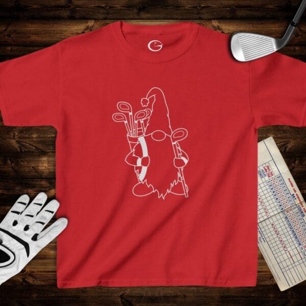 Christmas Golf Gnome Kids T-Shirt