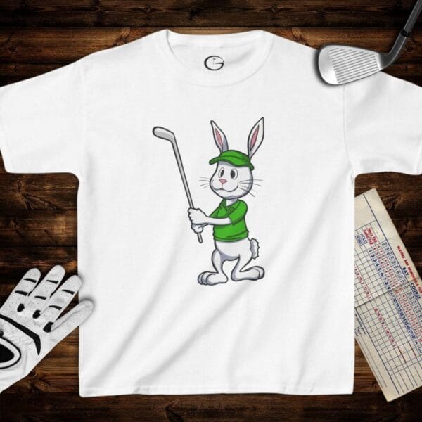 Bunny Rabbit Golfer Kids T-Shirt