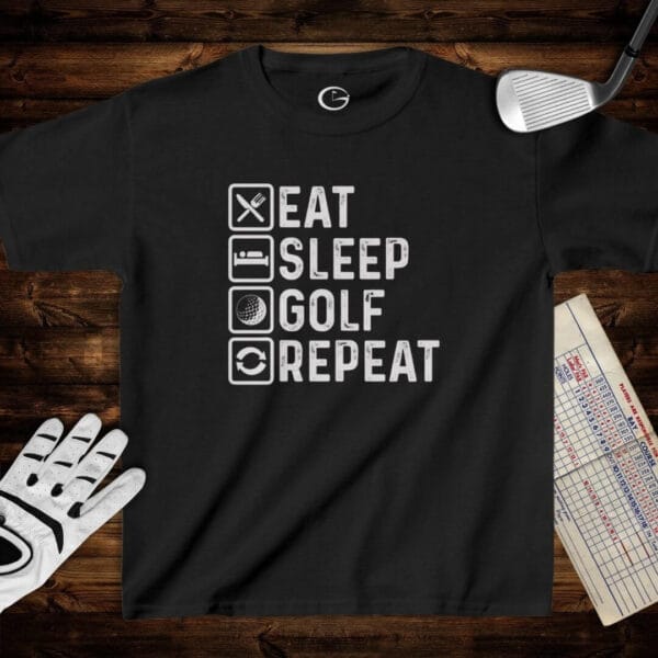 Eat Sleep Golf Repeat Kids T-Shirt