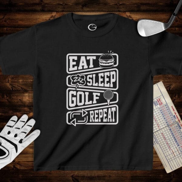 Eat Sleep Golf Repeat Kids T-Shirt