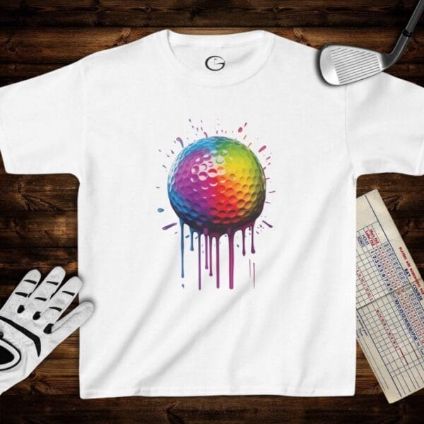 Golf Ball Paint Drip Kids T-Shirt