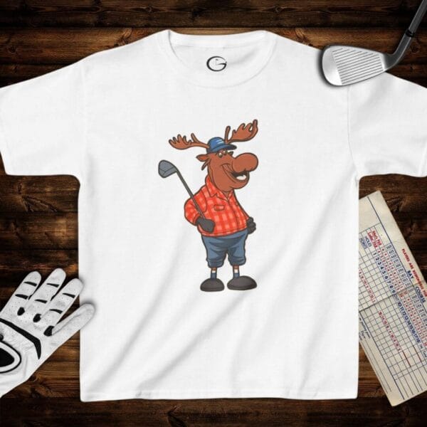 Moose Golfer Kids T-Shirt